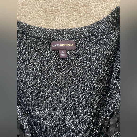 Women's Gray Sequin Sweater Dana Buchman cardigan sweater size xl - Picture 2 of 4